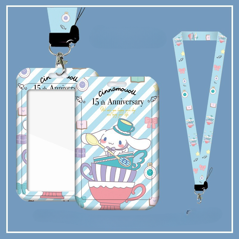 Miniso Cute Cartoon Card Sleeve With Lanyard Portable - Temu