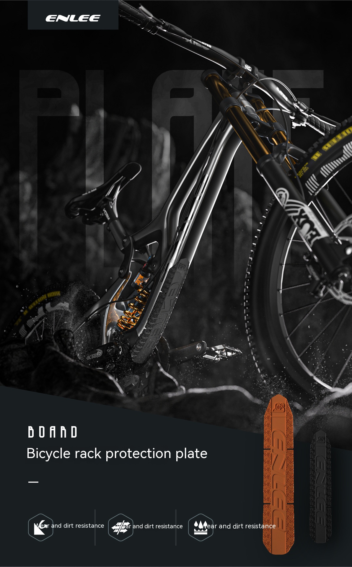 MTB Mountain Bike Down Tube Frame Protector protezione antigraffio adesivo  anticollisione pellicola protettiva decalcomania nera universale