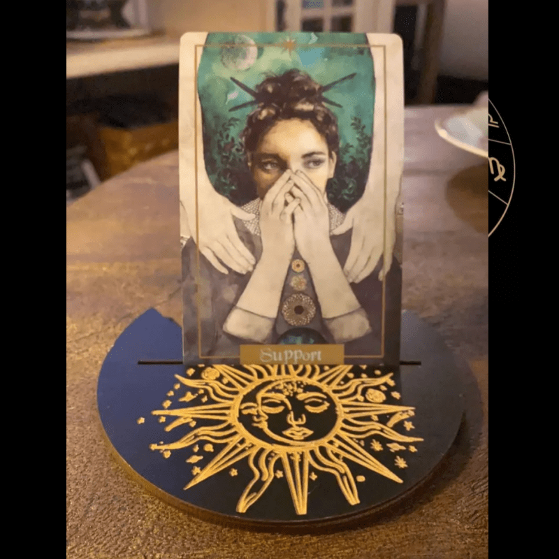 Moon & Rectangle Wooden Tarot Holders for Witch Divination - 2pcs Set