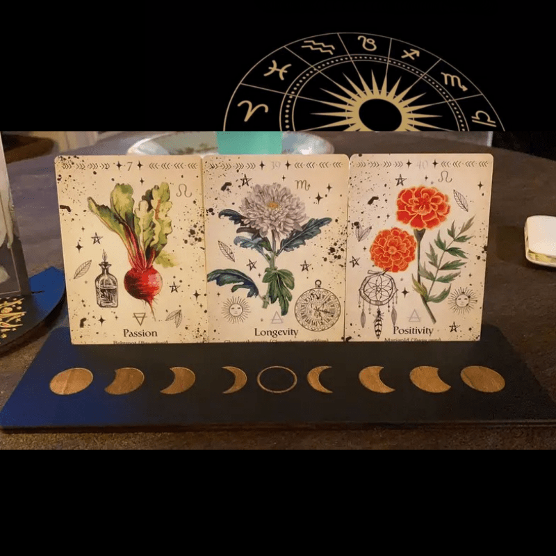Moon & Rectangle Wooden Tarot Holders for Witch Divination - 2pcs Set