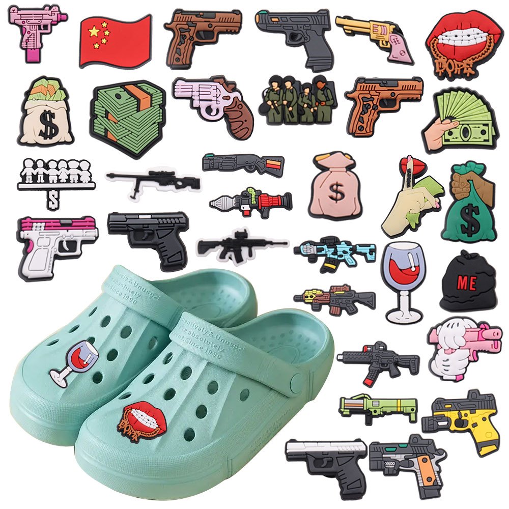 Garden Shoe Accessories Toy Popular Pvc Gun Revolver Money - Temu