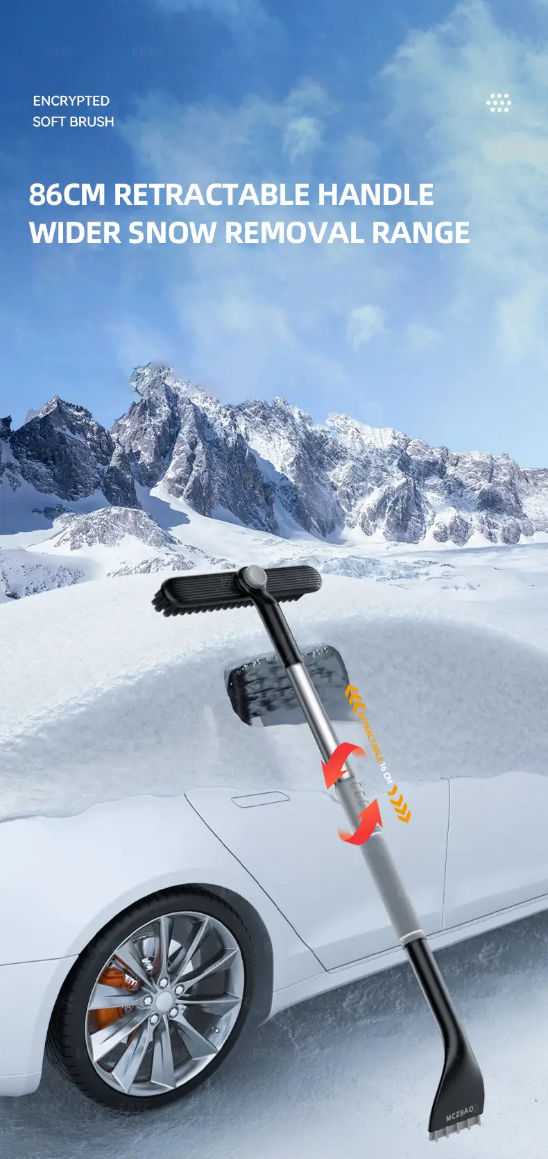Tioheam Auto-Schneekratzer lang - 2-in-1-Schneeräumung für Autos,Mit Bürste  und Autofensterbrecher, Schneebesen und Eiskratzer, multifunktional:  : Auto & Motorrad