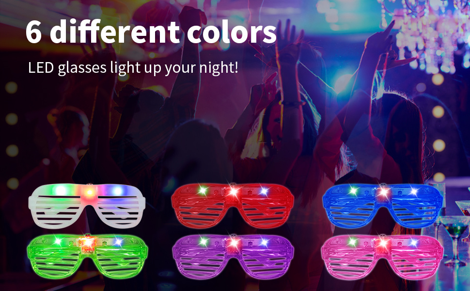 Las gafas Led brillan en la fiesta oscura favorece los suministros para los  niños Paquete de 24 plástico parpadeante Gafas de luz juguetes a granel 3  Batería reemplazable Luz intermitente F