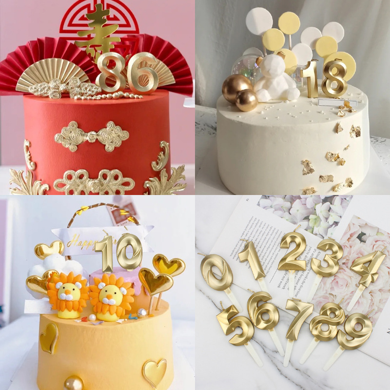 Candele Di Compleanno Con Numeri - Candele Di Numeri Per Torte Numeri 0 1 2  3 4 5 6 7 8 9, Decorazione Torta Per Feste Di Compleanno E Celebrazioni Di  Anniversari Di Matrimonio (oro Champagne)