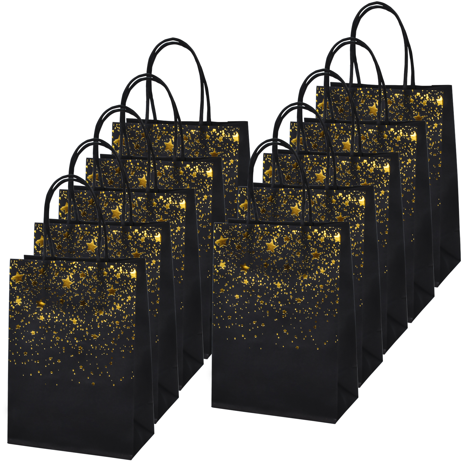 Black Golden Gift Bags Kraft Paper Party Favor Bags With - Temu