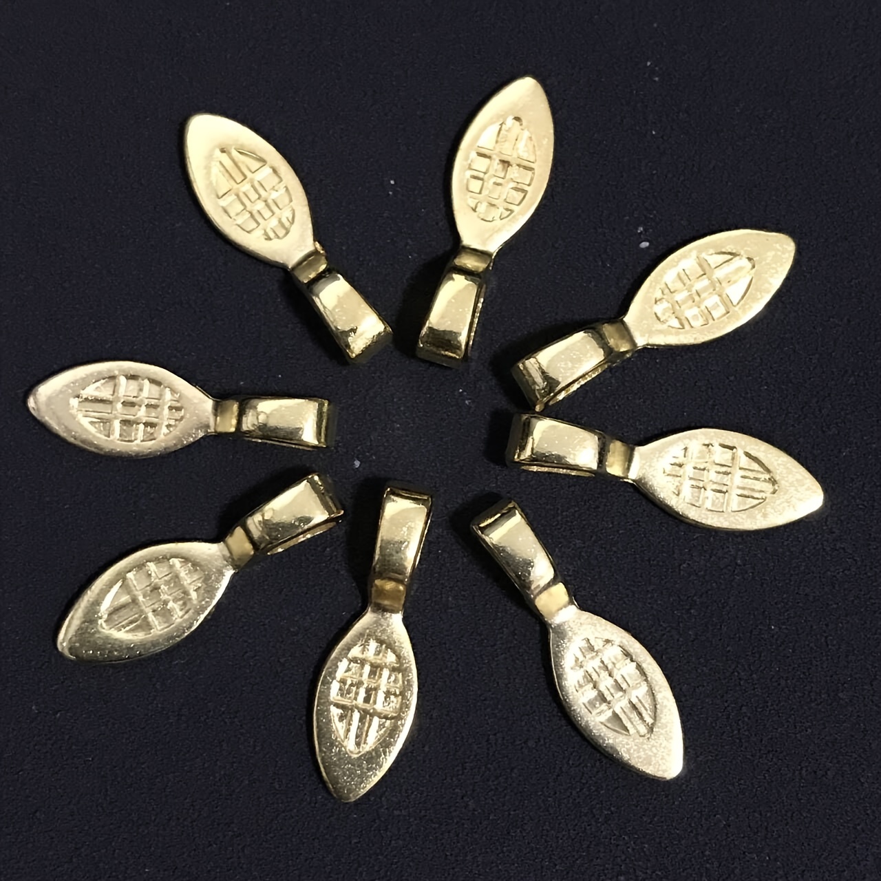 50pcs Brass Glue-on Flat Pad Bails Pendants Charms Connector