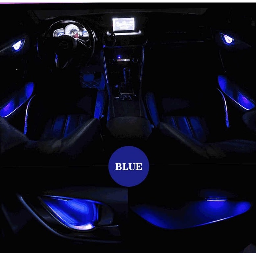Blue Car Door Bowl Handle LED Ambient Atmosphere Light Interior