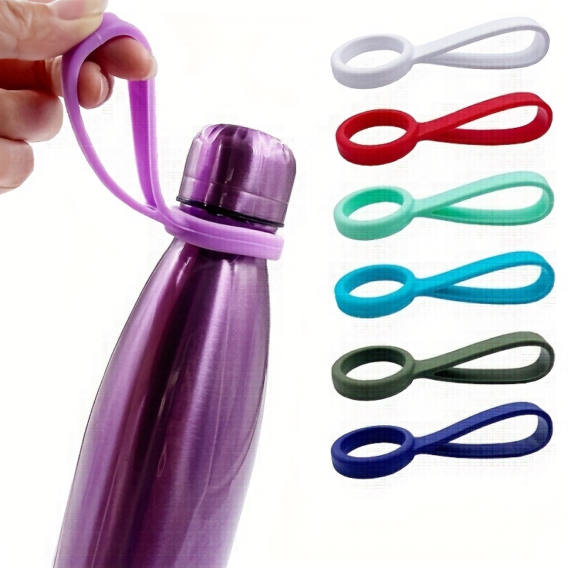 5PCS Durable Silicone Water Bottle Holder Clip Hook Carrier with Carabiner  attachment & Key Ring, Fits Any Disposable Water Bottles for Outdoor