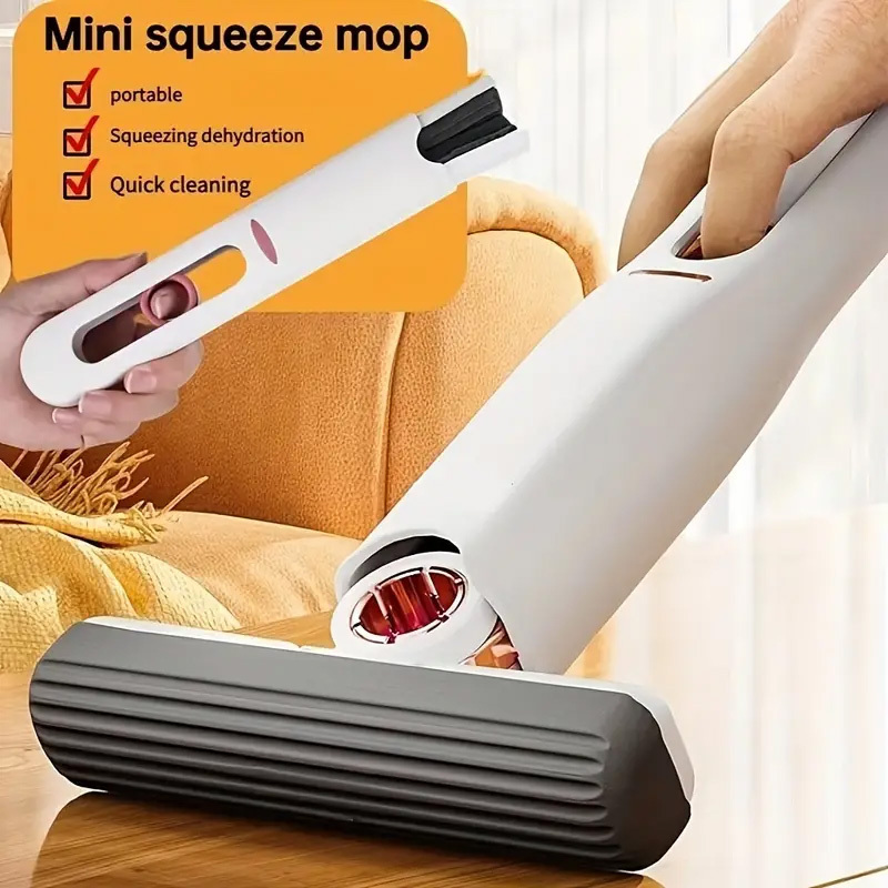 Mini Cleaning Mop, Portable Squeeze Mop, Hand-Washable Desktop