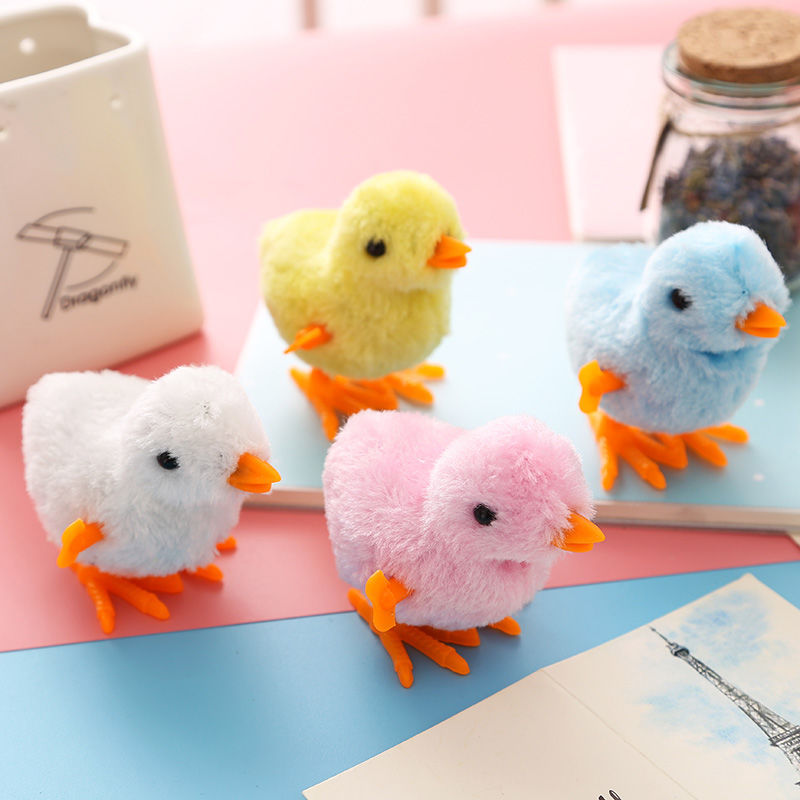 2pcs Jumping Cute Simulation Wind Up Chain Chicken Plush Toy Will Move Will  Run Baby Children's Educational Toys