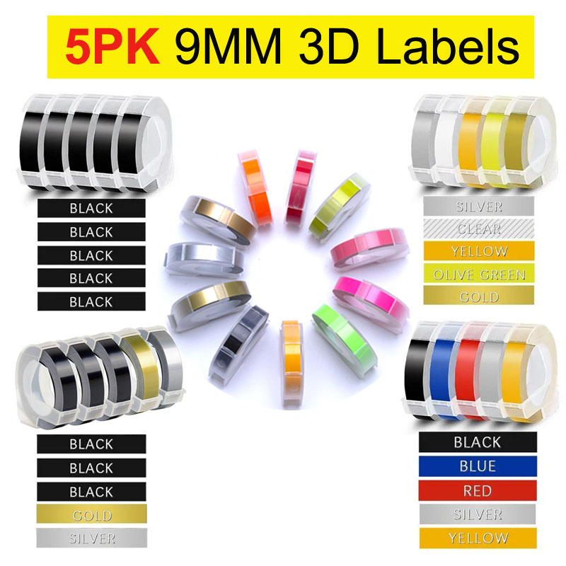 5pk Label Replace For Dymo 3d Plastic Embossing Tape Xpress - Temu