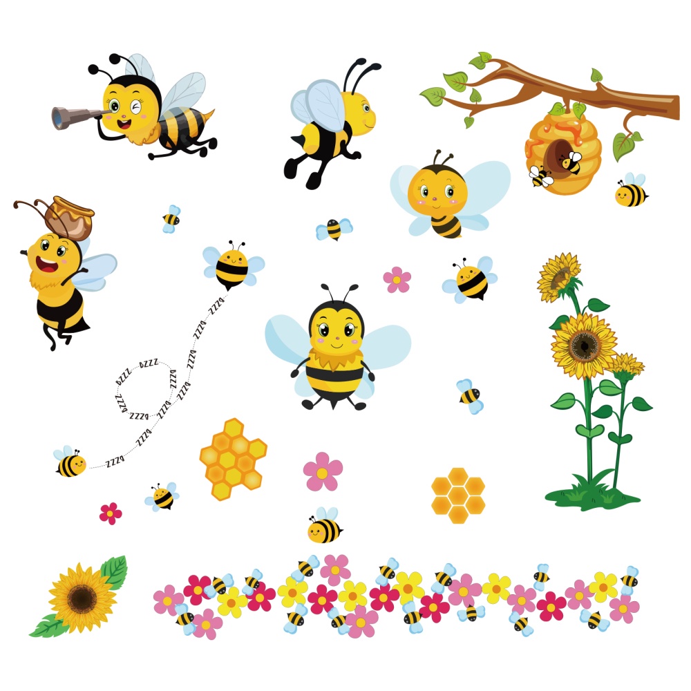 500 Pieces Bee Theme Stickers for Kids Classroom Decoration Cute Honey Bee  Theme Stickers Summer Waterproof Bee Theme Stickers for Teachers for Summer