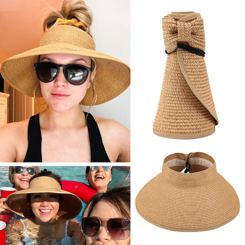 Women's Roll Up Sun Visor Wide Brim Straw Hat Summer - Temu Sweden