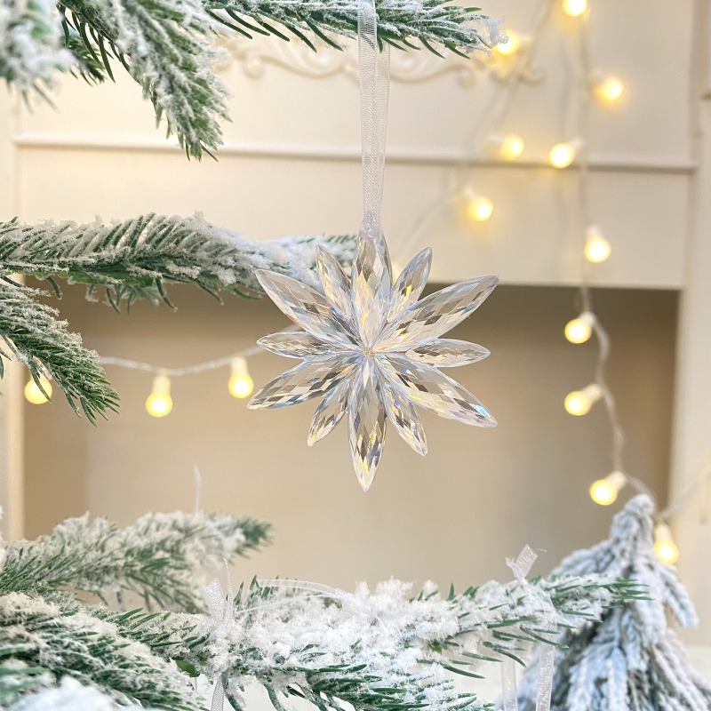 15 Pièces/ensemble Attrape-soleil De Noël Flocon De Neige Pendentif En  Cristal Ab Avec Chaîne Pour Décoration Suspendue, Jardin Ou Sapin De Noël, Mode en ligne