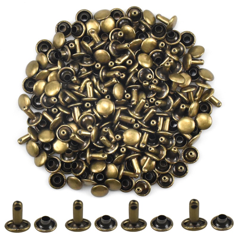  420 Sets Leather Rivets Kit, Double Cap Brass Rivets