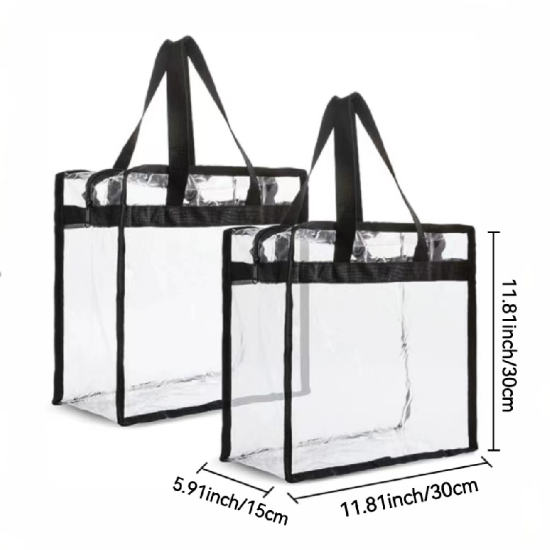 Color Handles Clear Plastic Tote Bags