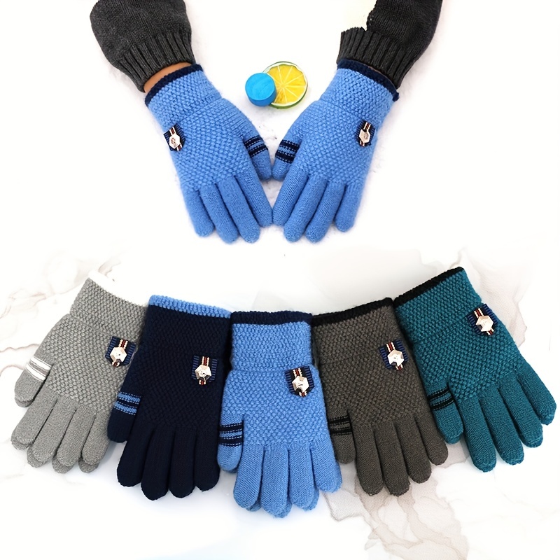 Winter Warm Cute Knitted Gloves Boys Girls Plus Velvet - Temu