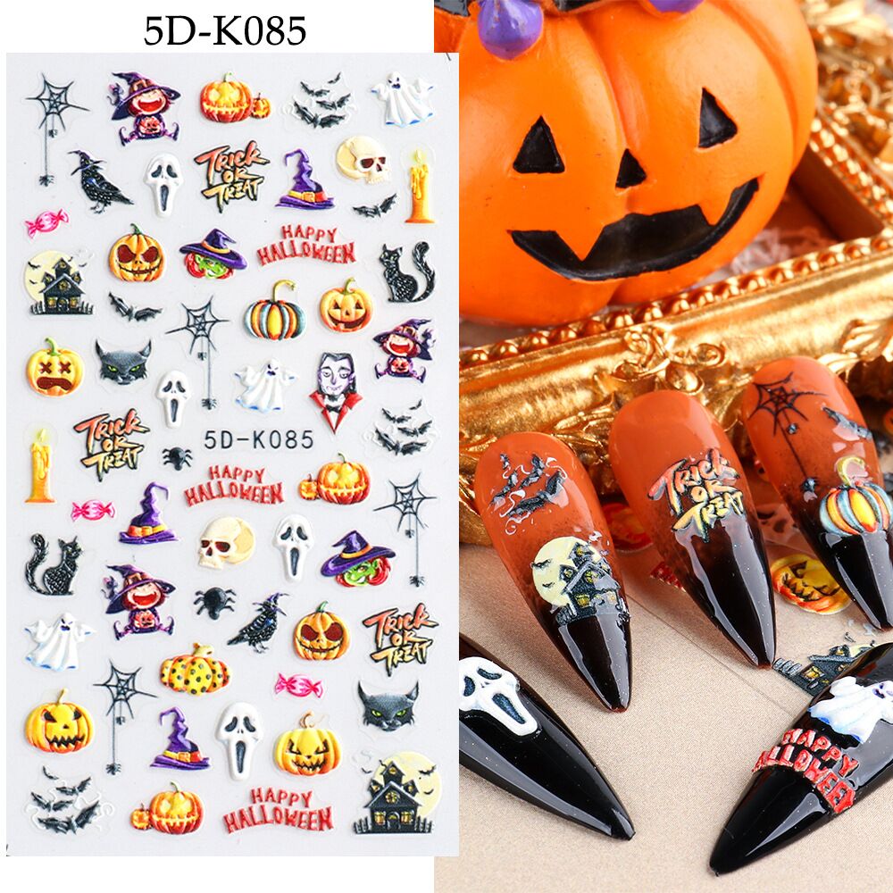 5d Embossed Halloween Nail Art Stickers self Adhesive Spider - Temu