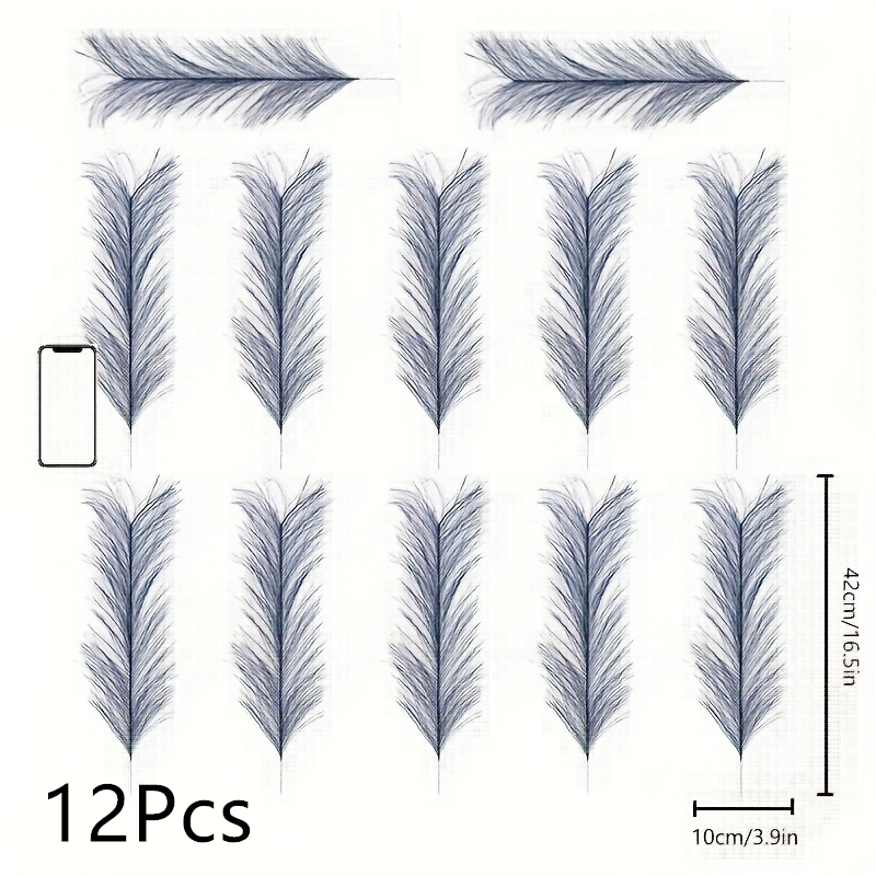12pcs Artificial Pampas Grass - 42cm/16.54inch Blue Reed For Home, Kitchen, And Wedding Decoration - Realistic Simulation Grass For Indoor And Outdoor Use