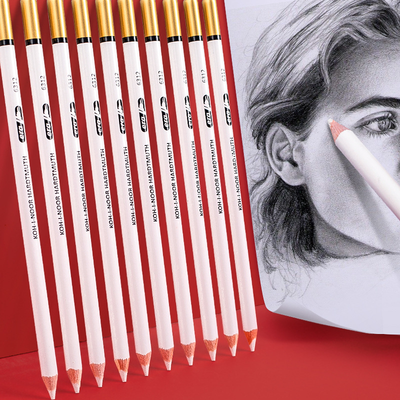 Bview Art 6Pcs Eraser Pencils with Brush for Artists Beginner Eraser Pencils  for Sketching Charcoal Drawings