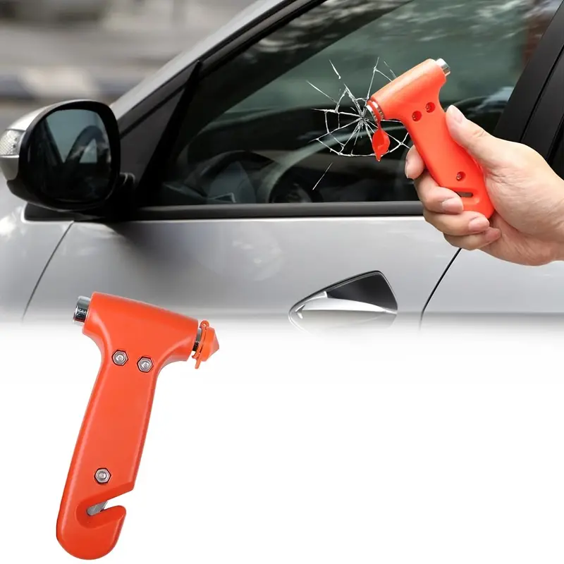 2 en 1 brise-vitre d'urgence et coupe-ceinture de sécurité pour voiture  (1pcs-rouge)