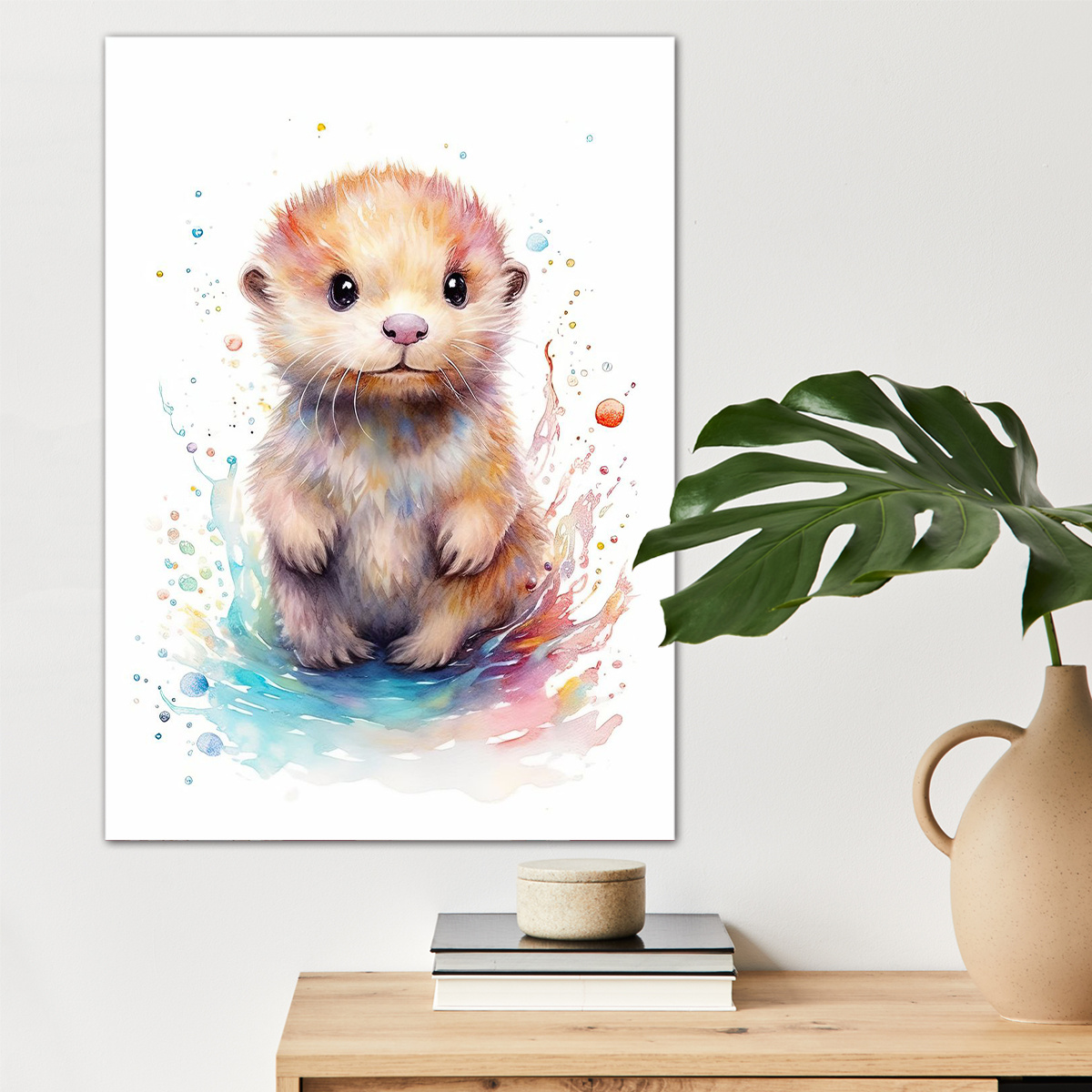 Wall Art Print, Otter, Water color painting