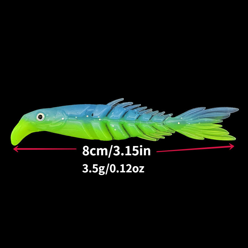 7pcs 3.15inch/0.12oz Dual-color Multi-segment Soft Bait, Sea Fishing *  Bait, Boat Fishing Tackle