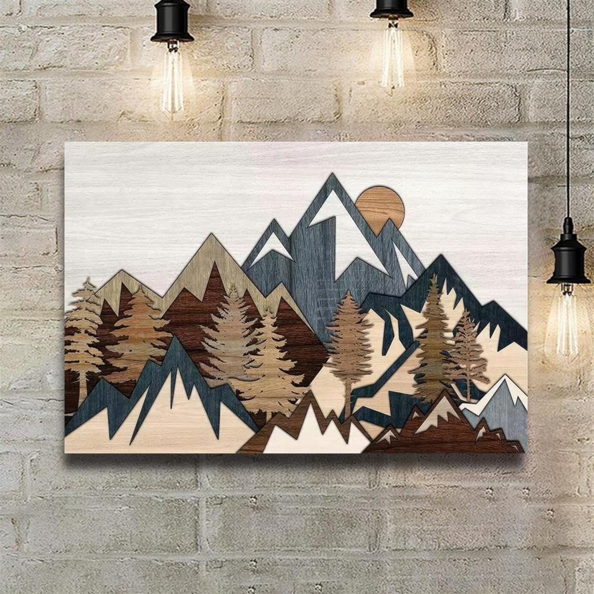 Minimalist Metal Mountain Wall Decor Square Sculpture Home - Temu