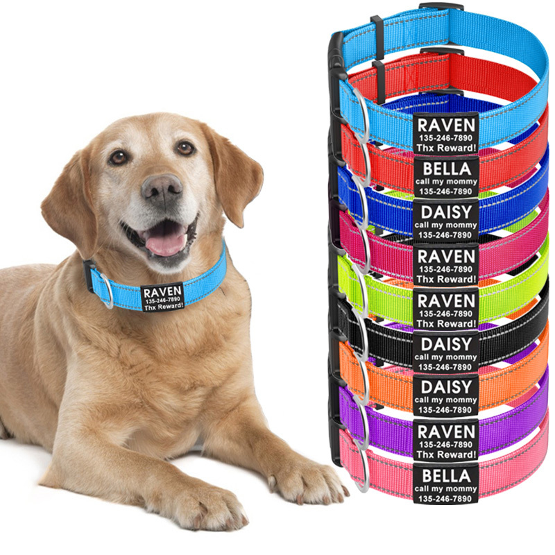 TagME Dog Collar with Name Plate, Personalized Dog Collar for Large Dogs,Custom Reflective Padded Pet Collars with Engraved Slide on ID Tags,Baby