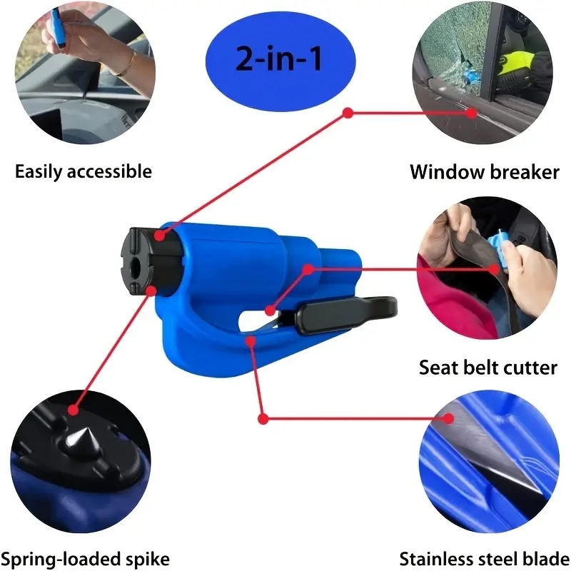 .es:  Basics - Cortador de cinturón de seguridad y martillo  rompecristales de emergencia, Paquete de 2