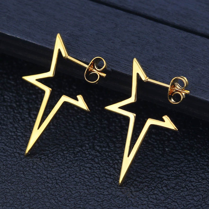 

Unique Irregular Pentagram Design Hoop Earrings Stainless Steel Jewelry Vintage Elegant Style For Women Daily Party