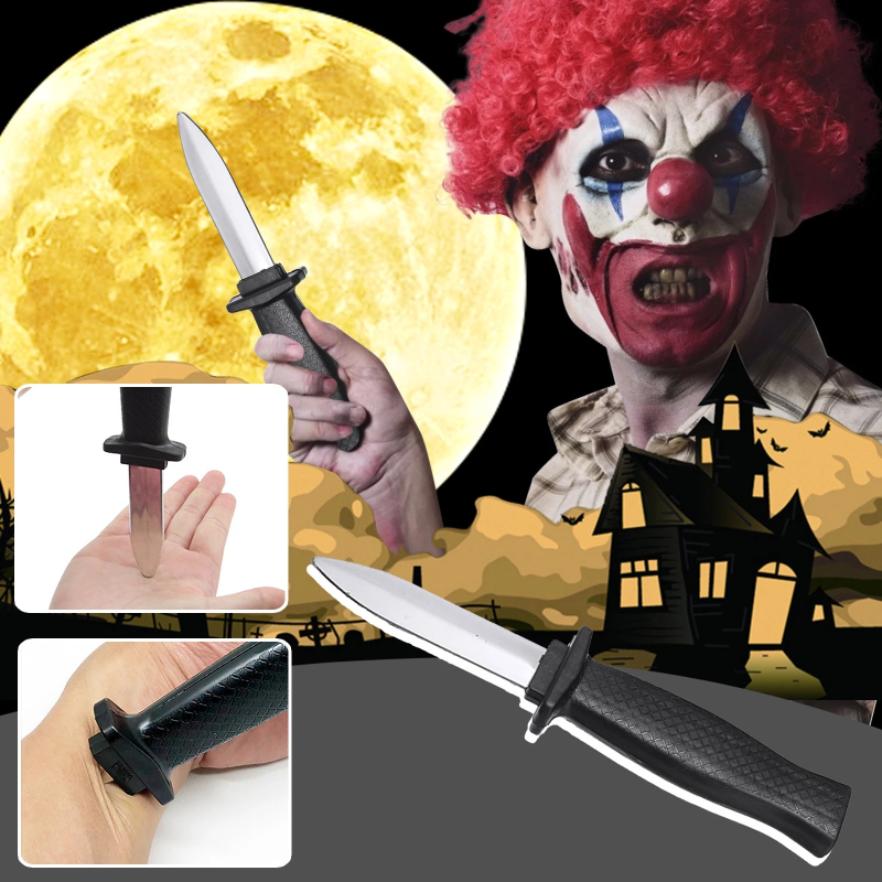 Coltello di plastica finto Halloween finti oggetti di scena insanguinati  Horror Handhold falso coltello per sega divertente per bambini a favore di
