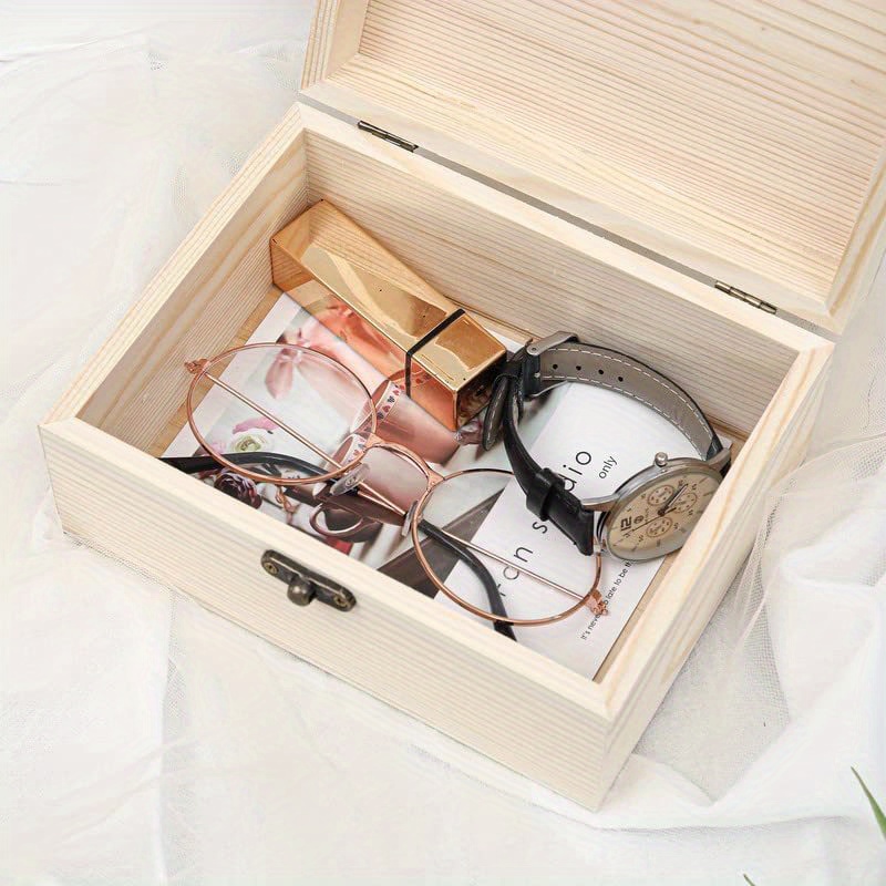 Caja de madera pequeña vintage con tapa, 2 piezas de 3.74 x 3.35 x 2.36  pulgadas, cajas de madera rústica para manualidades, pasatiempos y  decoración