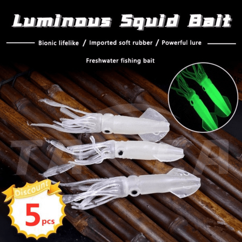 Octopus Lures Squid Skirt Bait Glow In Dark Luminous Soft - Temu