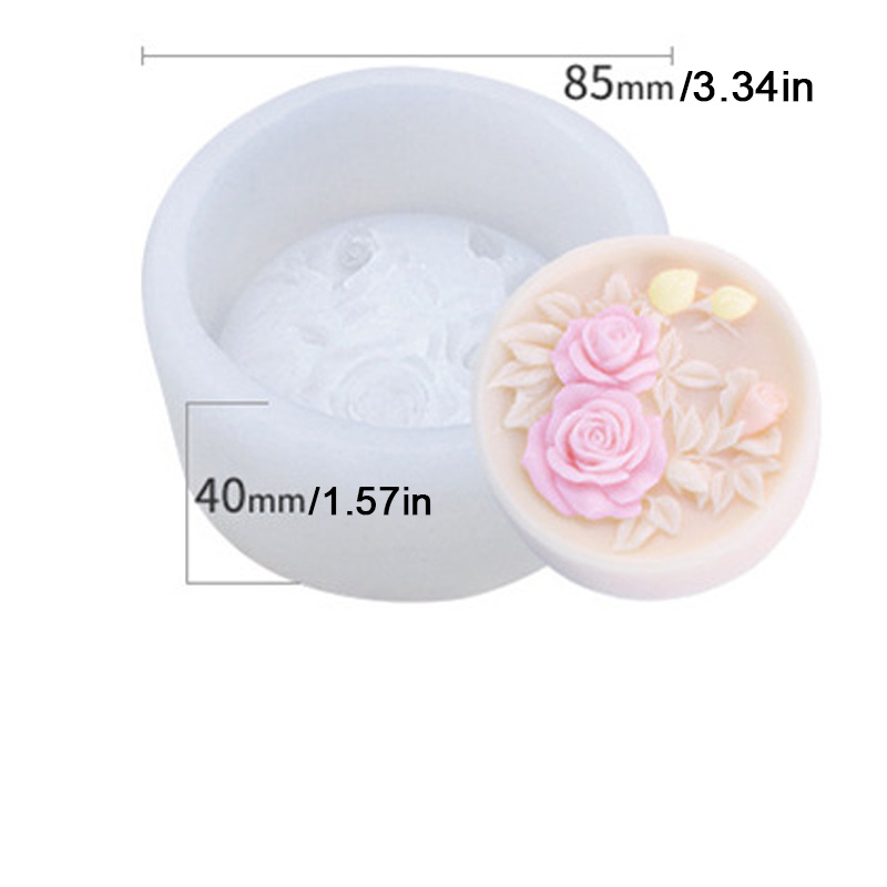 Round Flower Soap Molds for Soap Making, Rose Resin Candle Mold Silicone,  Bath Bombs Lotion Bar Silicone Mold, 3D Mold for Soap Candle Beeswax  Making, Handmade Cake Chocolate Biscuit Ice Pudding