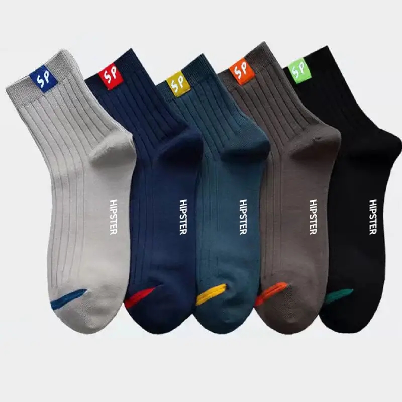 TEMU 5pairs Mid- Crew Socks, Casual Socks -absorbing Fashion For Running