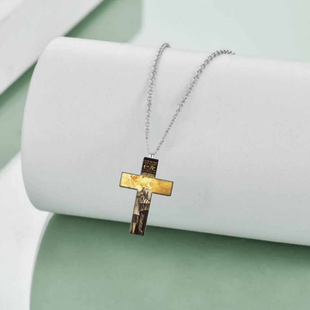 1pc Christian Cross Charm Necklace Men's Stainless Steel Religious  Artificial Jewelry * Fashion Necklace Birthday