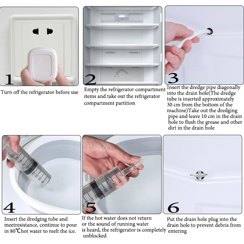 Refrigerator Drain Clean Brush Dredge Tool Drain Hole Kit Wash Brush  Suction Syringe Hose Fridge Cleaner Stick - Temu