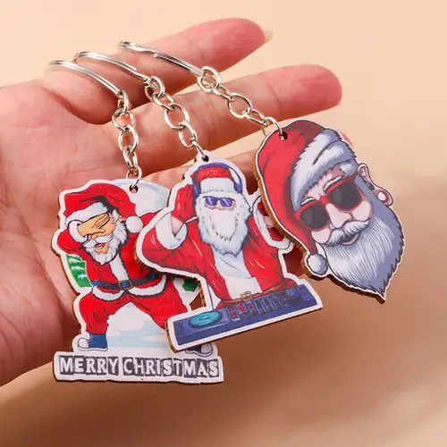 Santa Claus Keychain Elk Car Bag Accessories Snowman - Temu