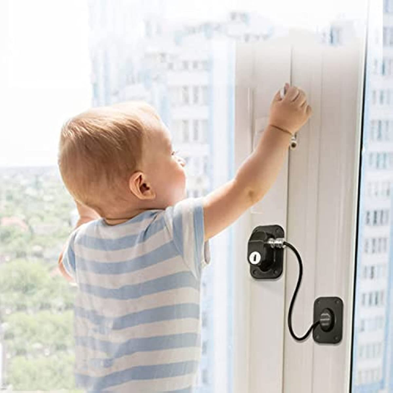 Willstar Child Safety Lock Window Kids Securitys Refrigerator Door Lock Limit with-Key US, Size: 1pcs, Black
