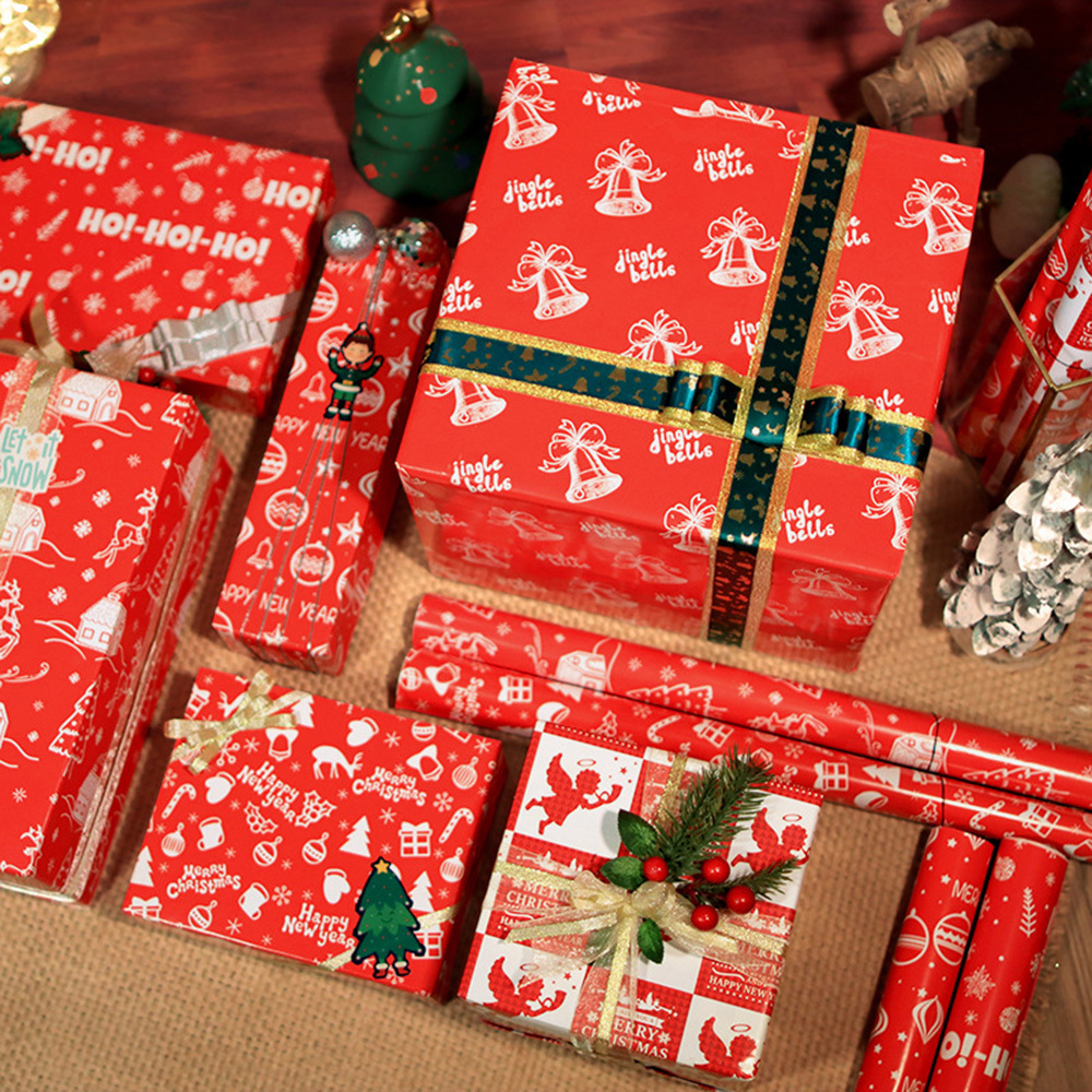 Burgundy Santa Toile Kraft Gift Wrap » Under Wraps