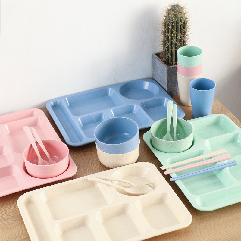 Vaisselle ronde réutilisable pour adultes, vaisselle de cuisine