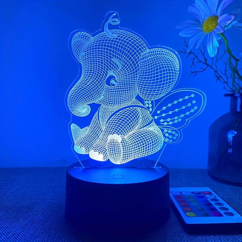 1pc 象 3D ナイトライト 16 色変化 LED テーブルランプ USB 錯覚ランプ