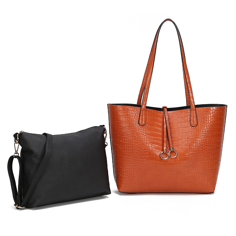 Crocodile Pattern Tote Bag Set, Large Capacity Shoulder Bag