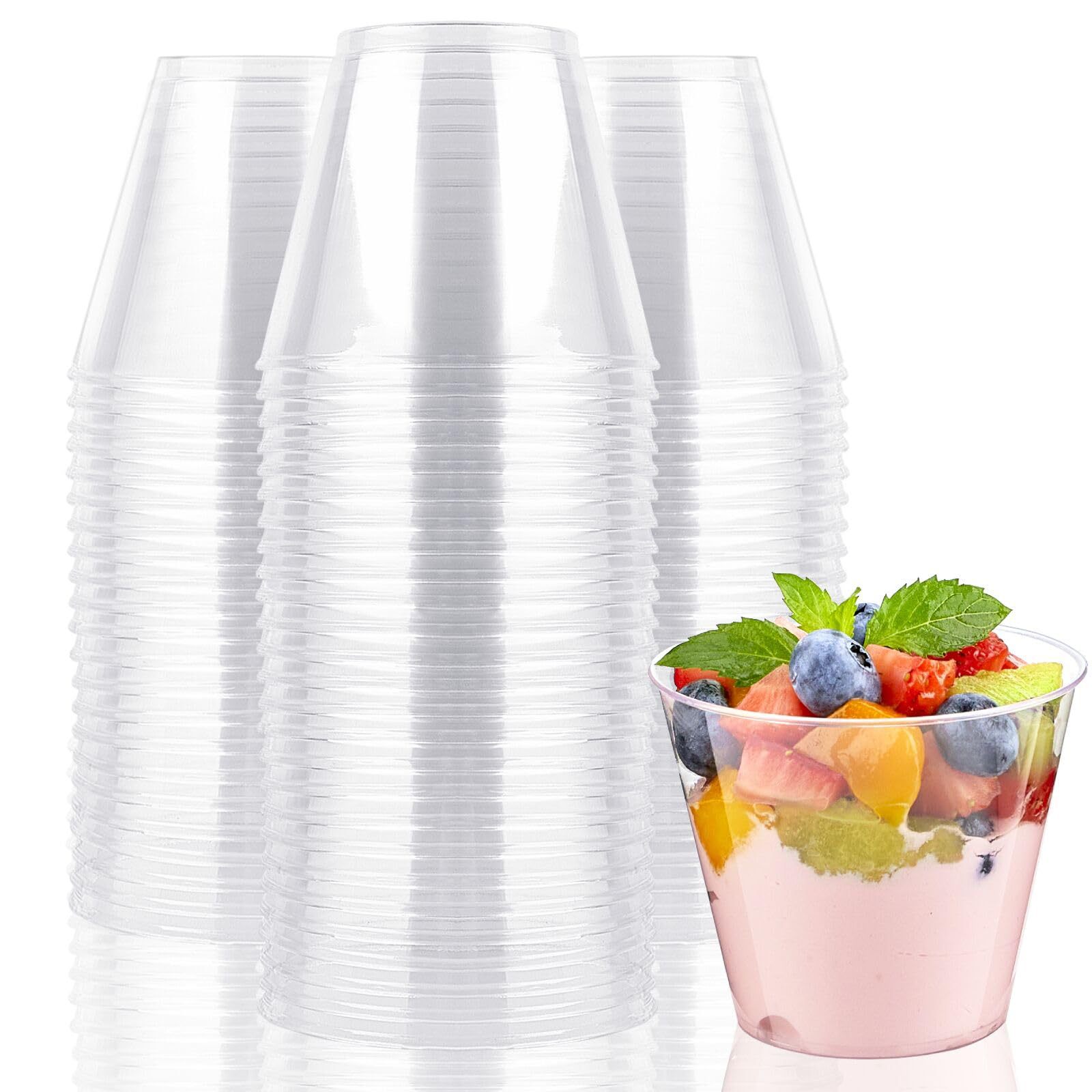 Confezione da 100 bicchieri da Dessert trasparenti con cucchiai, bicchieri  da Cocktail in plastica usa e getta da 5 once, antipasto riutilizzabile per  feste - AliExpress