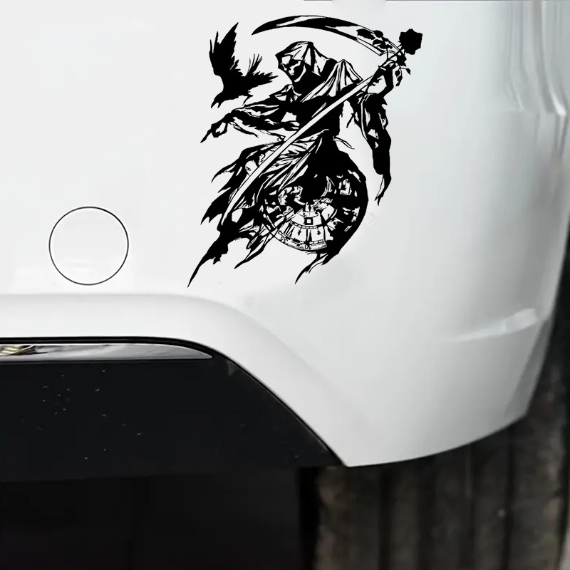 1pc Grim Reaper Skull * Rose Car Sticker For Laptop Bottle Truck Phone  Motorcycle SUV Vehicle Paint Window Wall Cup Fishing Boat Skateboard Decal