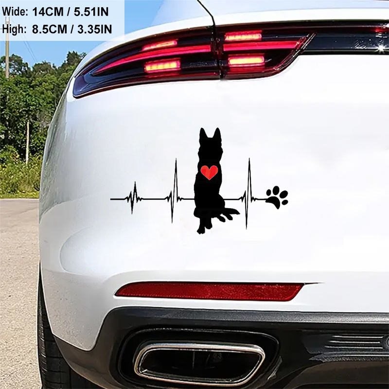 

German Shepherd Heartbeat Dog Paw Car Stickers For Laptop Water Bottle Truck Van Suv Motorcycle Vehicle Paint Window Wall Cup Toolbox Guitar Scooter