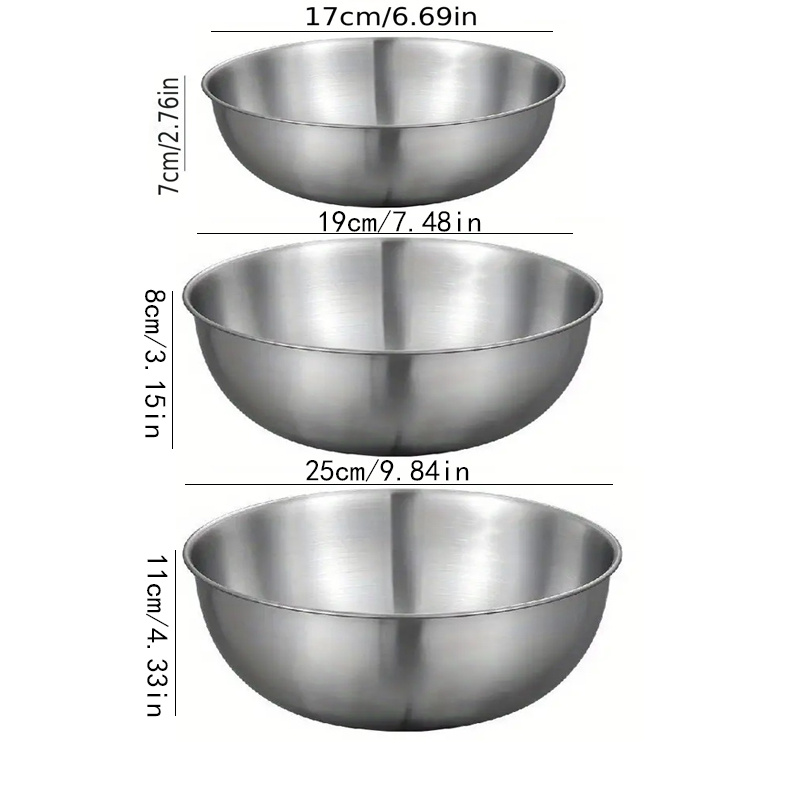 Mixing Bowl Stainless Steel Whisking Bowl for Knead Dough Salad Cooking  Baking Mixing Bowl