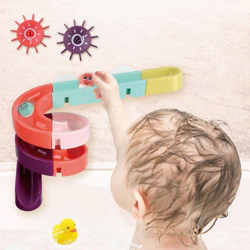Baby Bath Track Toys Water Games Marble Run Race Maze Suction Cup