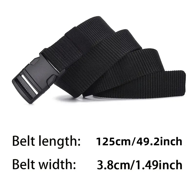 Military Men Outdoor Waist Belt with Plastic Buckle Black